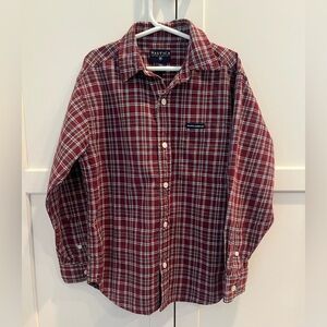 Nautica Jeans boys button up long sleeve plaid shirt size M red cotton
